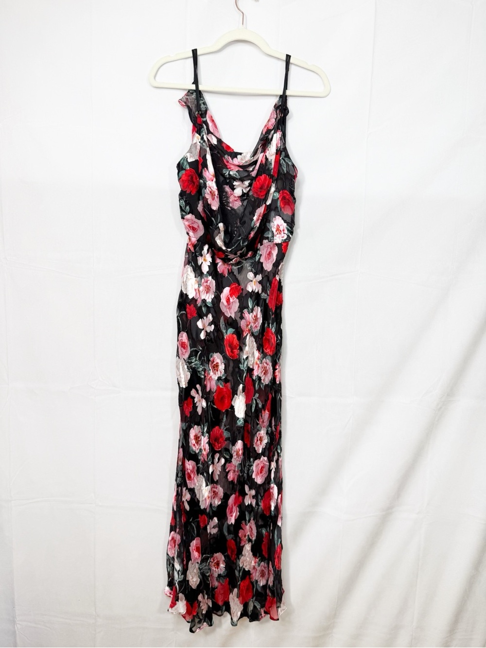 Victoria’s Secret Atelier Noir Burnout Satin Silk Plunge Gown Maxi Slip Chemise - Picture 4 of 14
